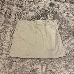 Beige Mini Skirt with Pockets